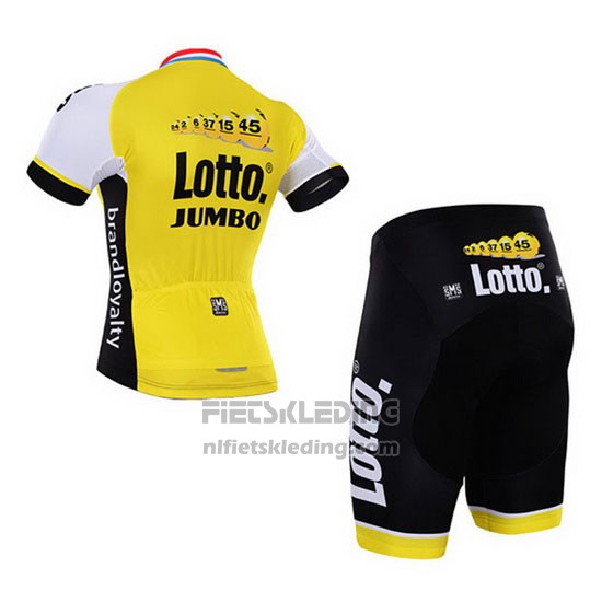 2016 Fietskleding Lotto NL Jumbo Wit en Geel Korte Mouwen en Koersbroek